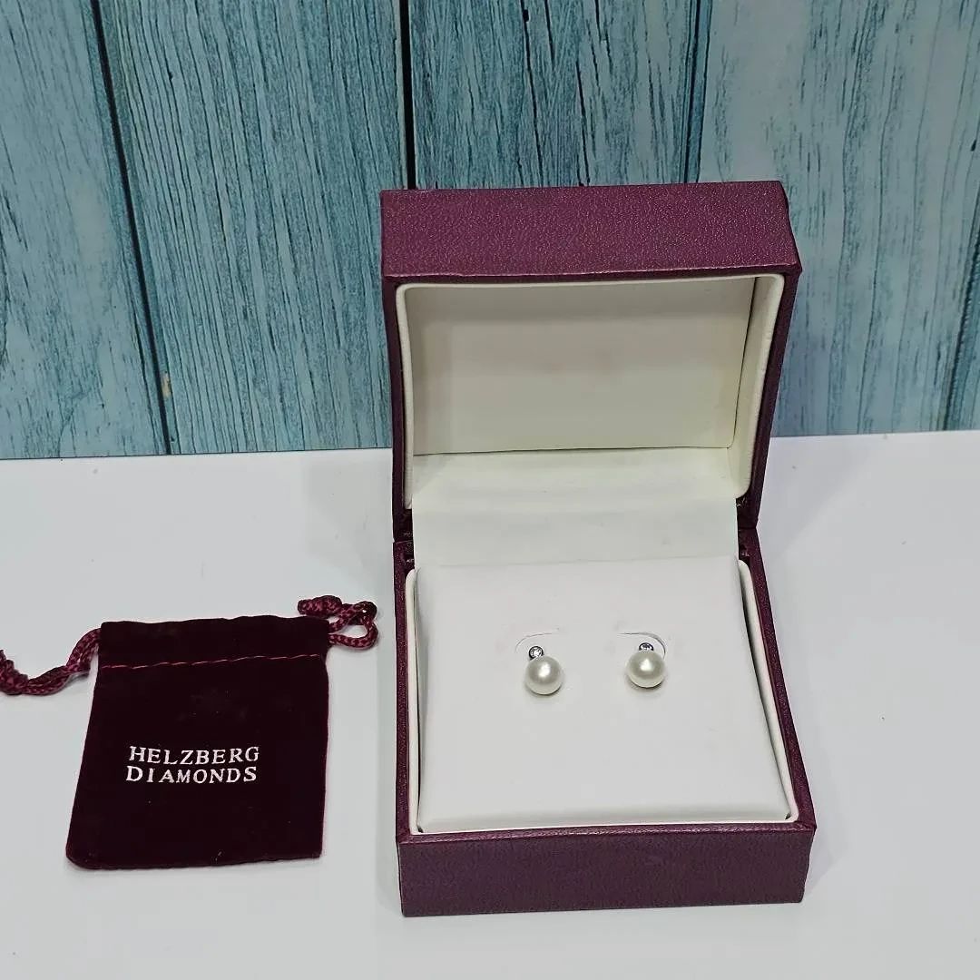 001 Diamond Pearl Earrings Helzberg Sterling Silver