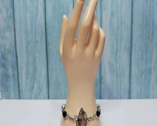 Montana Agate And Black Spinel Bracelet