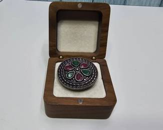 002 Kashmir Red Ruby Emerald Statement Ring - Size 8