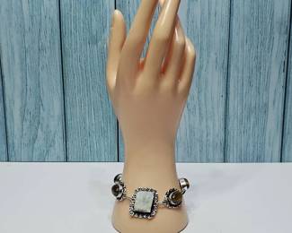 Rough Moonstone And Tigers Eye Bracelet