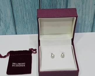 001 Diamond Pearl Earrings Helzberg Sterling Silver