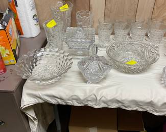 Most notably there with all this Fostoria is the coved square piece