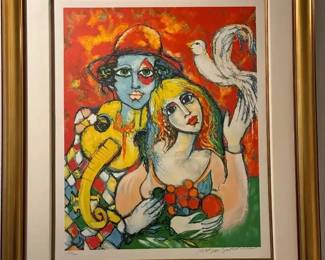 DG074VCustom Framed Artwork  Couple with dove