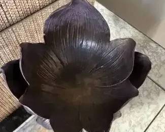 DG108Metal lotus flower bowl or decor signed and dated