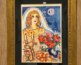 DG205VCustom Framed Artwork  Woman with candelabra 
