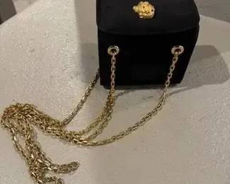 DG157Judith Leiber NY Frog latch, chain strap purse