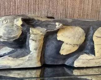 DG1022 tone carved wooden vintage looking rabbit or hare