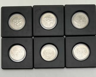 Set of (6) America the Beautiful Quarters- (2)Shawnee, (2) Olympic, (2) Cumberland Gap.