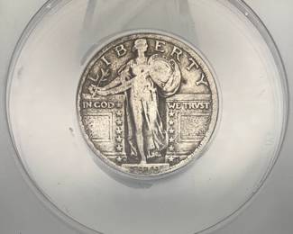 1919-D Standing Liberty Quarter, graded F 15 Details by ANACS. Scratched. Cleaned.