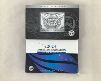 2024 US Mint Silver Proof Set, and 2024 American Innovation $1 Coin Proof Set in original boxes.