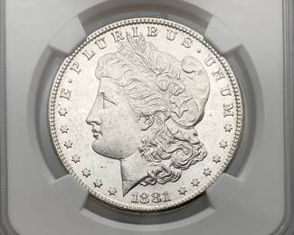 18881-S Morgan Dollar, graded MS 60 by the Numismatic Guaranty Company.