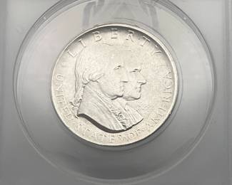 1926 Sesquicentennial of American Independence Half Dollar celebrating the 150th anniversary of the signing of the Declaration of Independence. Graded MS 60 Details by ANACS. Cleaned.
