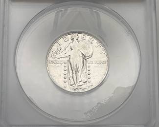 1930 Standing Liberty Quarter, graded EF 45 Details by ANACS. Cleaned.
