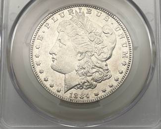 1884-S Morgan Dollar, graded XF Details by CAC. Harshly Cleaned.