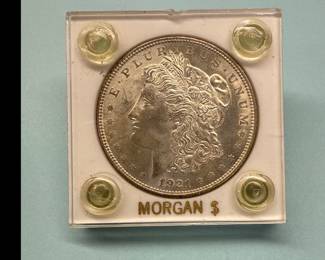 1921 Uncirculated Morgan Dollar.