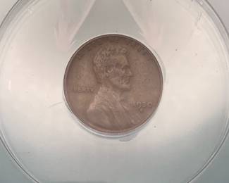 1930-S Lincoln Wheat Penny, graded EF 45 by ANACS.