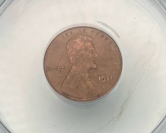 1911 Lincoln Wheat Penny, graded VF 25 Details.