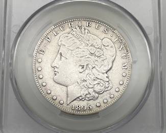 1895-S Morgan Dollar, graded F Details by CAC. Harshly Cleaned.