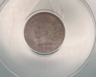 1904 Indian Head Penny, graded VF 30 by ANACS.