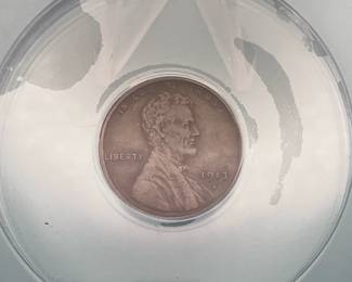 1913-S Lincoln Wheat Penny, graded EF 45 by ANACS.
