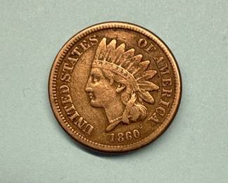 1860 Indian Head Cent. Pointed bust variety.