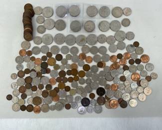 Great Britain Coin Collection. Approximately 230 coins from Farthings to Crowns and Pence to Pounds.
