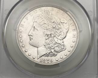 1879-S Morgan Dollar, graded XF Details by CAC. Reverse of 1878. Harshly Cleaned.
