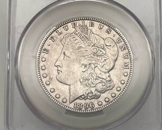 1896-O Morgan Dollar, graded XF Details by CAC. Harshly Cleaned.