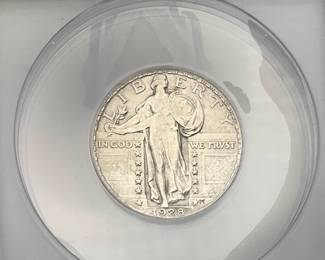 1928 Standing Liberty Quarter, graded EF 45 Details by ANACS. Cleaned.