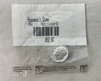 Uncirculated 1964 Roosevelt Dime - packaged Littleton Coin Co.