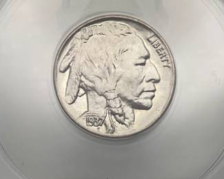 1937 Buffalo Nickel, graded MS 64 by ANACS.