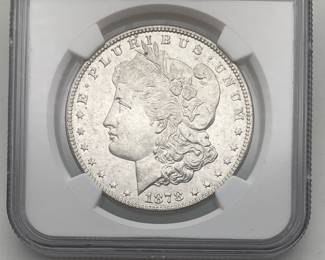 1878-S Morgan Dollar, graded MS 62 by Numismatic Guaranty Company.