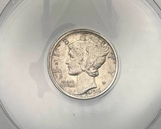 1916 Mercury Dime, graded AU 55 by ANACS.