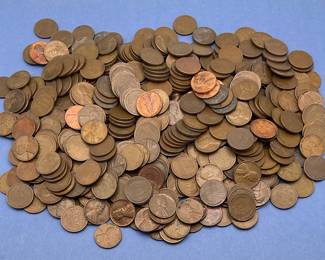Approximately (500) wheat cents.