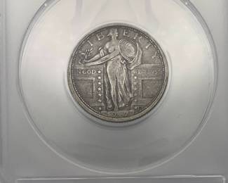 1917 Standing Liberty Quarter, graded VF 30 Details by ANACS. Var 1. Cleaned.