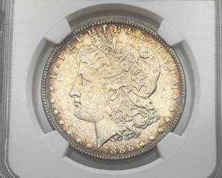 1888-O Morgan Dollar, graded MS 62 by Numismatic Guaranty Company.