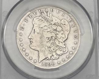 1890-CC Morgan Dollar, graded VG Details by CAC. Harshly Cleaned.