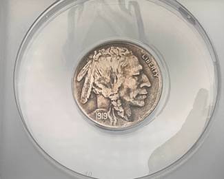 1919-D Buffalo Nickel, graded F 15 Details by ANACS. Cleaned.