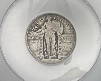 1923 Standing Liberty Quarter, graded Good 4 by ANACS.