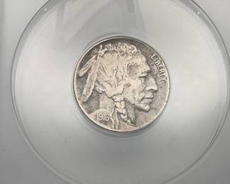 1916 Buffalo Nickel, graded EF 40 by ANACS. Corroded. Damaged. Cleaned.