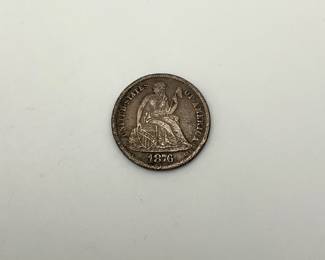 1876-CC US Liberty Seated Dime. Carson City Mint. Corroded.
