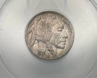 1937-S Buffalo Nickel, graded MS 64 by ANACS.