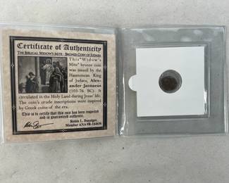 The Widow's Mite Bronze Coin with COA, see photos