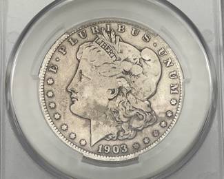 1903-S Morgan Dollar, graded VG Details by CAC. Cleaned.