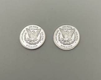 2 ea. 1 gram 0.999 fine Silver. Morgan Dollar design.