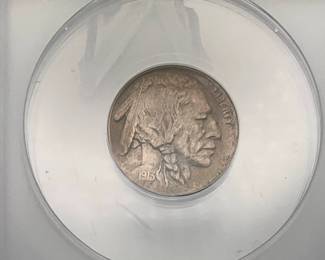 1913 Buffalo Nickel, graded AU 50 Details by ANACS. Var 1. Whizzed.