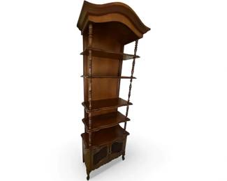 Five Tier Etagere With Spindle Legs And Two Doors