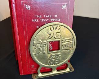 Collection Of Beatrix Potter Hardbacks Brass Chinoiserie Bookends