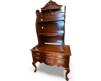 08 HenkelHarris Two Piece Solid Wild Black Cherry Low Boy And Three Shelf Hutch