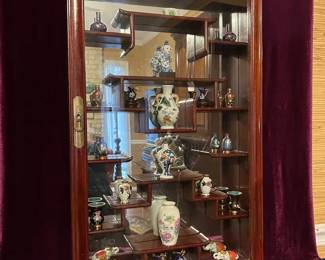 Wooden Duo Bao Ge Style cabinet W mini Ceramics And Figurines